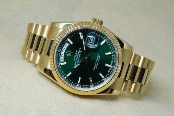 ロレックス デイデイト 118238 18KYG GREEN DIAL GUARANTEE&BOX（RD-83／2010年)の詳細写真1枚目