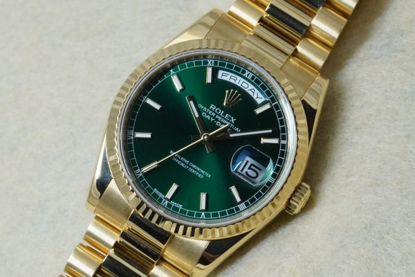 ロレックス デイデイト 118238 18KYG GREEN DIAL GUARANTEE&BOX（RD-83／2010年)の詳細写真3枚目