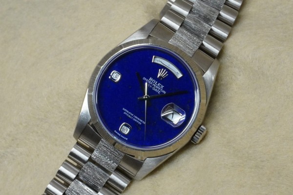 ロレックス デイデイト 18249 18KWG BARK FINISH LAPIS LAZULI DIAL（RD-94／1991年)の詳細写真3枚目