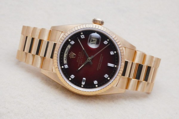 ロレックス デイデイト Ref-18038 BURGUNDY DIAL GUARANTEE&BOX（RD-119／1986年)の詳細写真1枚目