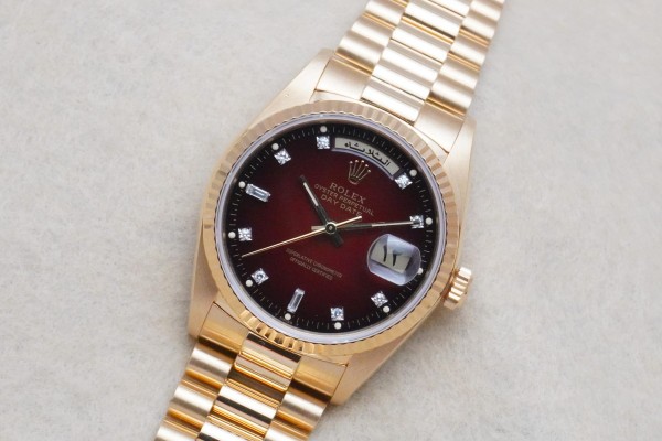 ロレックス デイデイト Ref-18038 BURGUNDY DIAL GUARANTEE&BOX（RD-119／1986年)の詳細写真3枚目